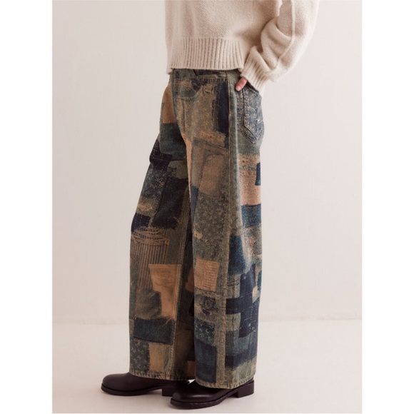 We The Free illusion Patchwork Jeans - Blue and Tan - Picture 2 of 9